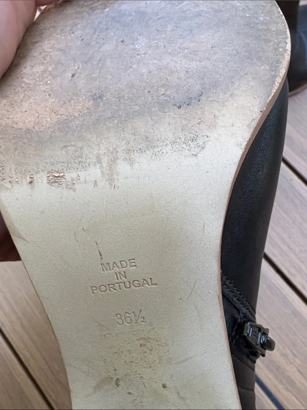 Free People Black Leather Square-Toe Block Heel Ankle Boots